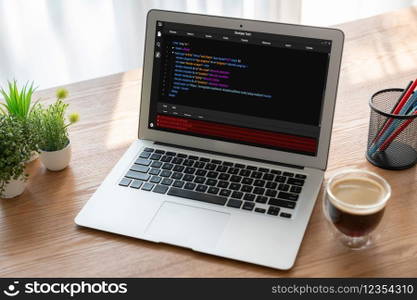 Software development programming on computer screen for modish application and program coding. Software development programming on computer screen for modish application
