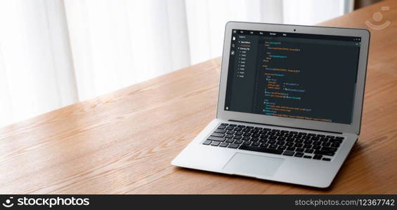 Software development programming on computer screen for modish application and program coding. Software development programming on computer screen for modish application