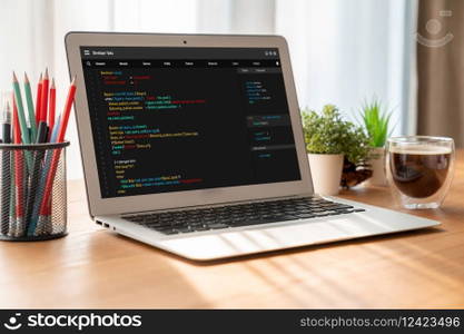 Software development programming on computer screen for modish application and program coding. Software development programming on computer screen for modish application