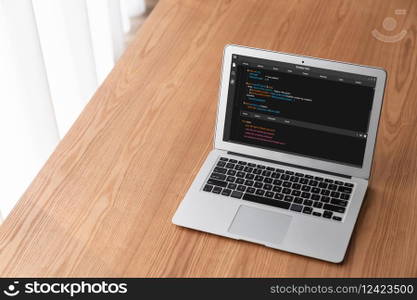 Software development programming on computer screen for modish application and program coding. Software development programming on computer screen for modish application