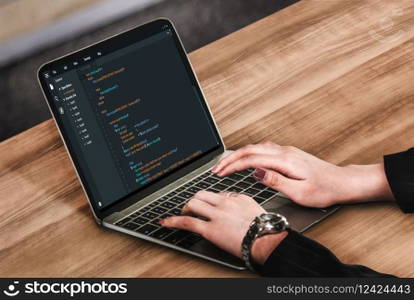 Software development programming on computer screen for modish application and program coding. Software development programming on computer screen for modish application