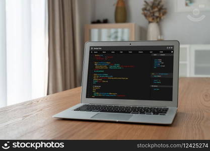Software development programming on computer screen for modish application and program coding. Software development programming on computer screen for modish application