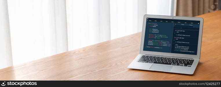 Software development programming on computer screen for modish application and program coding. Software development programming on computer screen for modish application