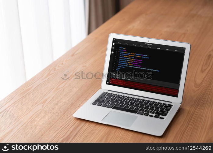 Software development programming on computer screen for modish application and program coding. Software development programming on computer screen for modish application