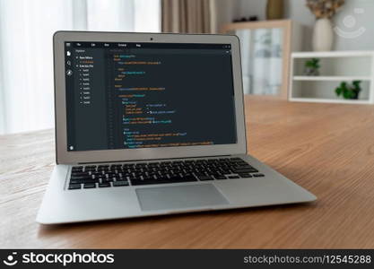 Software development programming on computer screen for modish application and program coding. Software development programming on computer screen for modish application