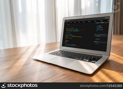 Software development programming on computer screen for modish application and program coding. Software development programming on computer screen for modish application