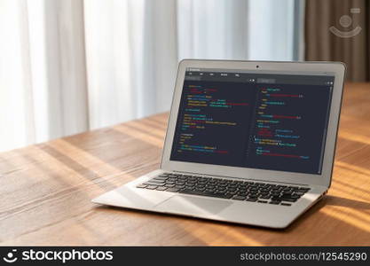 Software development programming on computer screen for modish application and program coding. Software development programming on computer screen for modish application