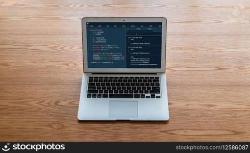Software development programming on computer screen for modish application and program coding. Software development programming on computer screen for modish application