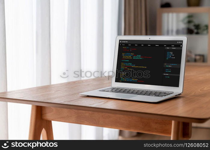 Software development programming on computer screen for modish application and program coding. Software development programming on computer screen for modish application