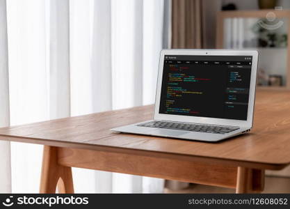 Software development programming on computer screen for modish application and program coding. Software development programming on computer screen for modish application