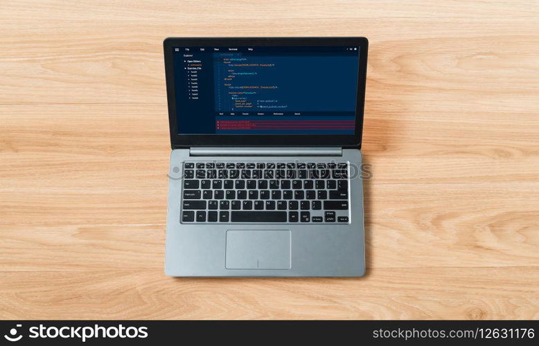 Software development programming on computer screen for modish application and program coding. Software development programming on computer screen for modish application