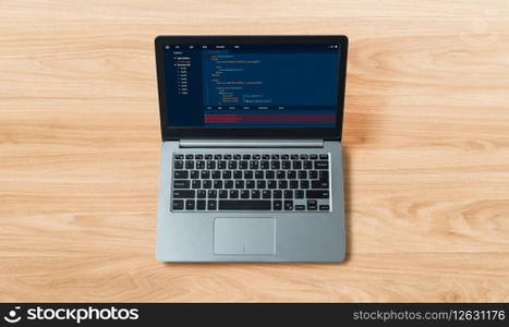 Software development programming on computer screen for modish application and program coding. Software development programming on computer screen for modish application