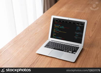 Software development programming on computer screen for modish application and program coding. Software development programming on computer screen for modish application