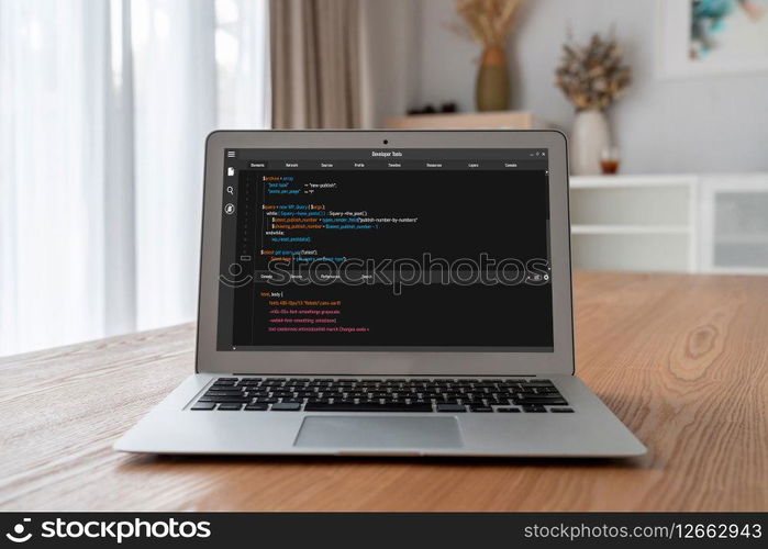 Software development programming on computer screen for modish application and program coding. Software development programming on computer screen for modish application