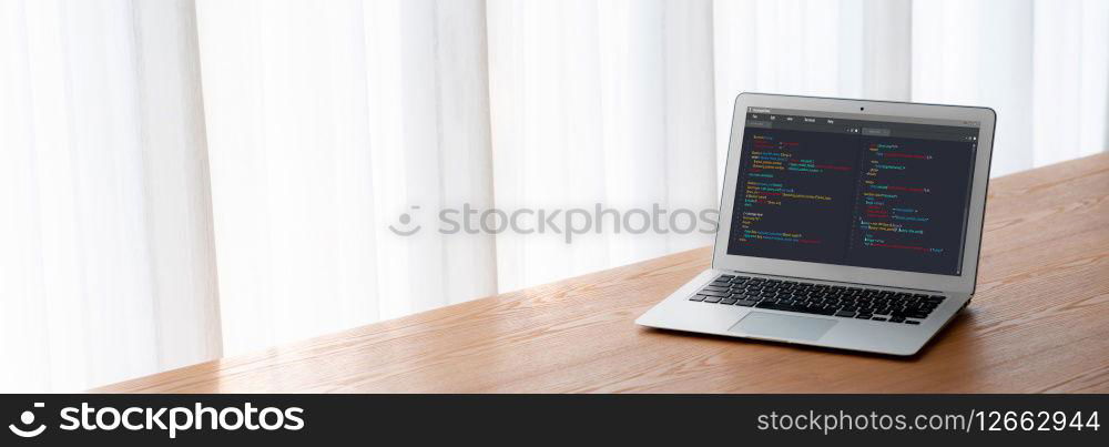 Software development programming on computer screen for modish application and program coding. Software development programming on computer screen for modish application