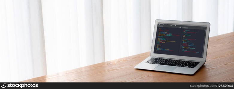 Software development programming on computer screen for modish application and program coding. Software development programming on computer screen for modish application
