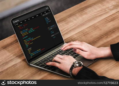 Software development programming on computer screen for modish application and program coding. Software development programming on computer screen for modish application
