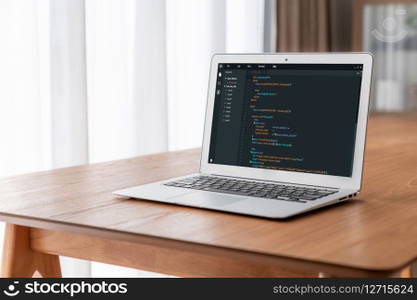 Software development programming on computer screen for modish application and program coding. Software development programming on computer screen for modish application