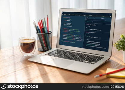 Software development programming on computer screen for modish application and program coding. Software development programming on computer screen for modish application