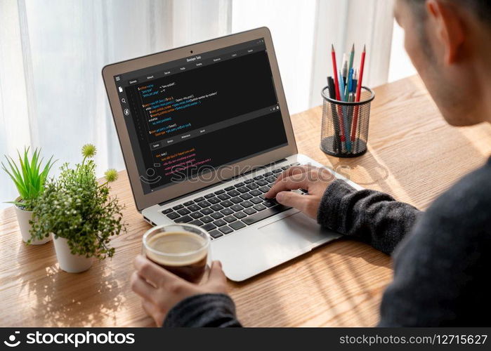 Software development programming on computer screen for modish application and program coding. Software development programming on computer screen for modish application