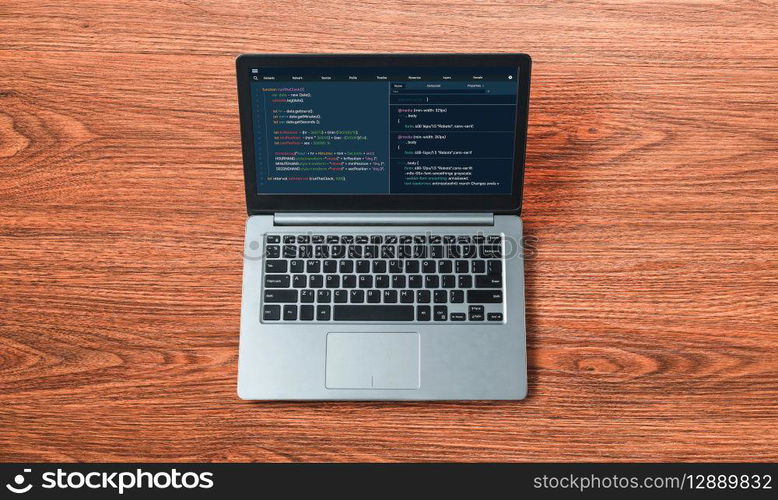 Software development programming on computer screen for modish application and program coding. Software development programming on computer screen for modish application