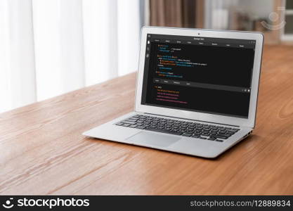 Software development programming on computer screen for modish application and program coding. Software development programming on computer screen for modish application