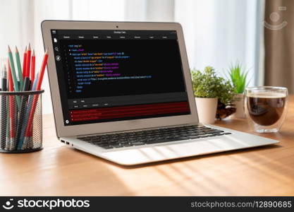 Software development programming on computer screen for modish application and program coding. Software development programming on computer screen for modish application
