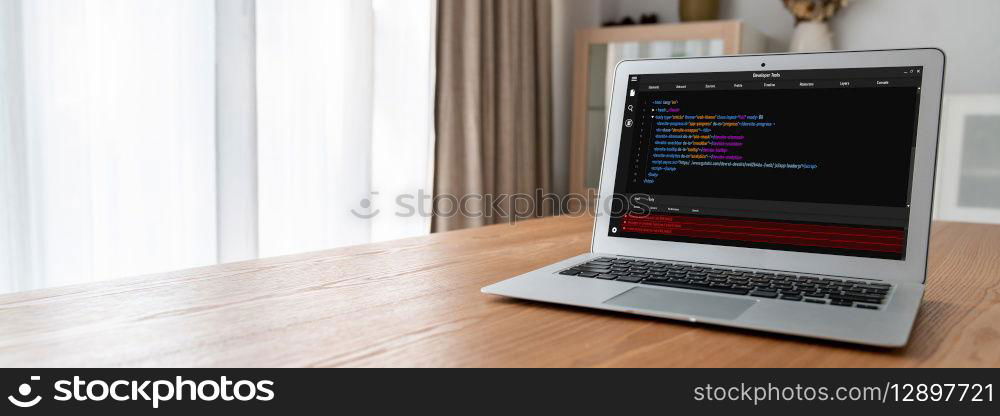 Software development programming on computer screen for modish application and program coding. Software development programming on computer screen for modish application