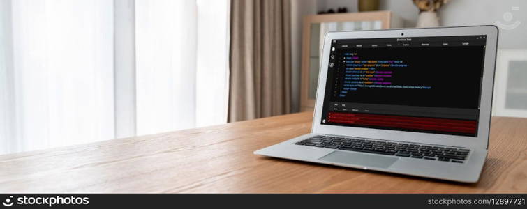 Software development programming on computer screen for modish application and program coding. Software development programming on computer screen for modish application