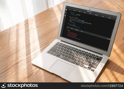 Software development programming on computer screen for modish application and program coding. Software development programming on computer screen for modish application