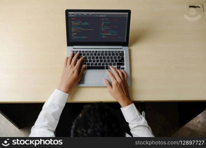 Software development programming on computer screen for modish application and program coding. Software development programming on computer screen for modish application