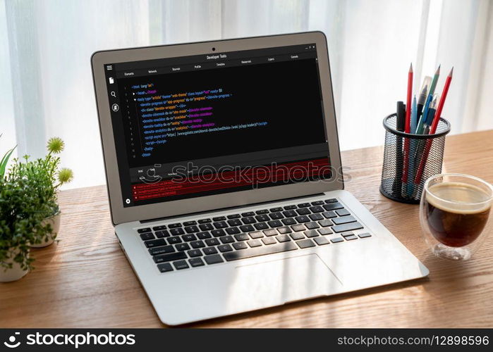 Software development programming on computer screen for modish application and program coding. Software development programming on computer screen for modish application
