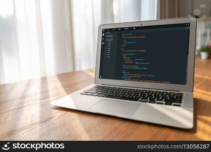 Software development programming on computer screen for modish application and program coding. Software development programming on computer screen for modish application