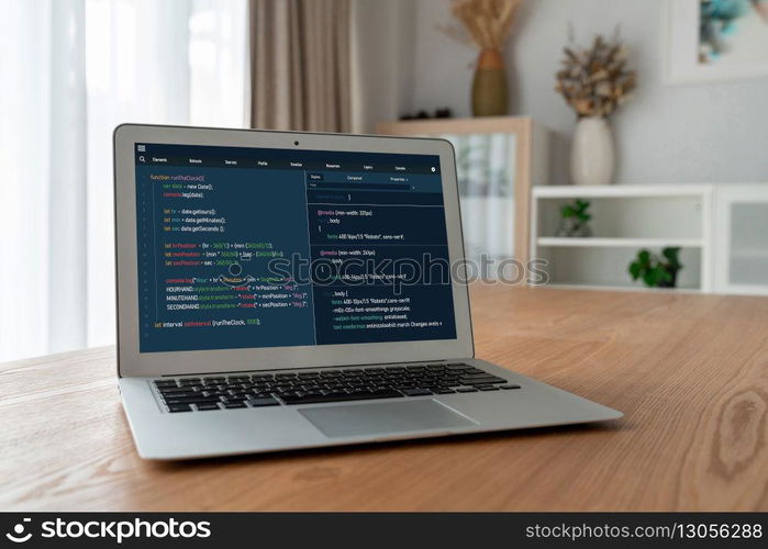 Software development programming on computer screen for modish application and program coding. Software development programming on computer screen for modish application