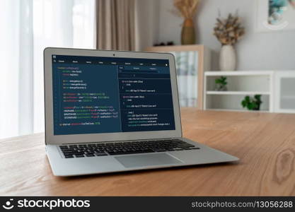Software development programming on computer screen for modish application and program coding. Software development programming on computer screen for modish application