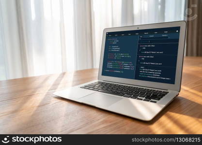 Software development programming on computer screen for modish application and program coding. Software development programming on computer screen for modish application