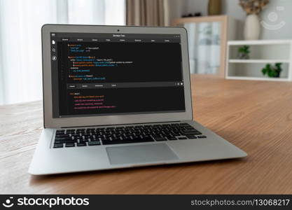 Software development programming on computer screen for modish application and program coding. Software development programming on computer screen for modish application
