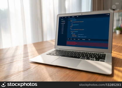Software development programming on computer screen for modish application and program coding. Software development programming on computer screen for modish application
