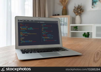 Software development programming on computer screen for modish application and program coding. Software development programming on computer screen for modish application