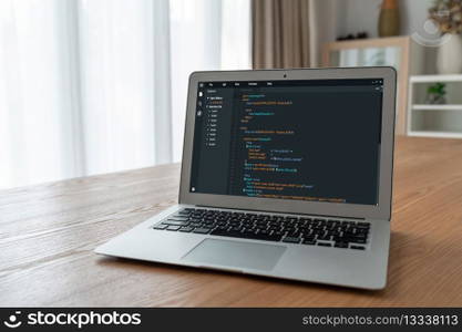 Software development programming on computer screen for modish application and program coding. Software development programming on computer screen for modish application