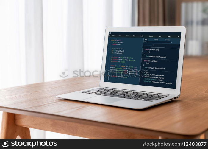 Software development programming on computer screen for modish application and program coding. Software development programming on computer screen for modish application