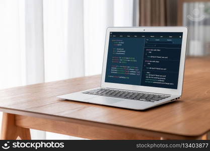 Software development programming on computer screen for modish application and program coding. Software development programming on computer screen for modish application