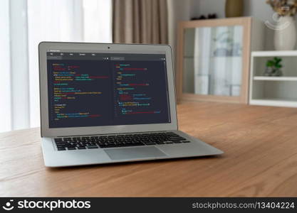 Software development programming on computer screen for modish application and program coding. Software development programming on computer screen for modish application