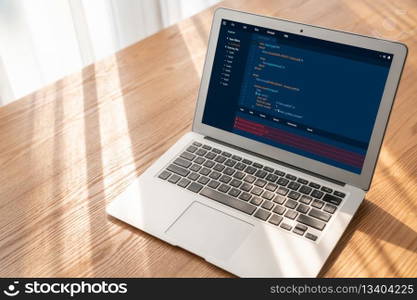 Software development programming on computer screen for modish application and program coding. Software development programming on computer screen for modish application
