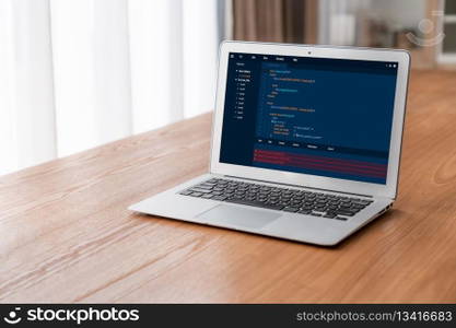 Software development programming on computer screen for modish application and program coding. Software development programming on computer screen for modish application