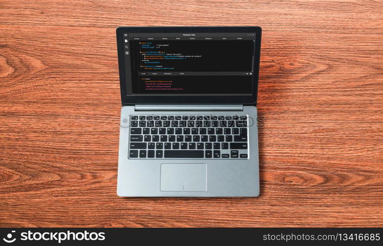 Software development programming on computer screen for modish application and program coding. Software development programming on computer screen for modish application