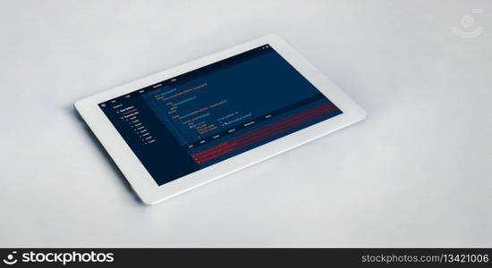 Software development programming on computer screen for modish application and program coding. Software development programming on computer screen for modish application
