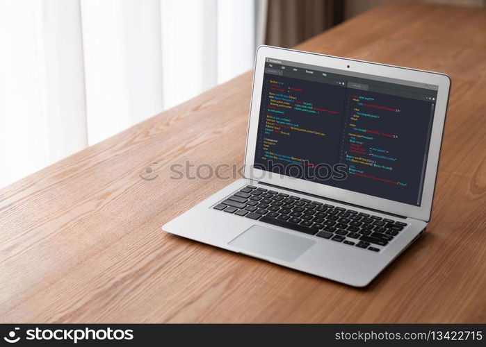 Software development programming on computer screen for modish application and program coding. Software development programming on computer screen for modish application
