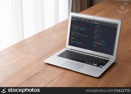 Software development programming on computer screen for modish application and program coding. Software development programming on computer screen for modish application