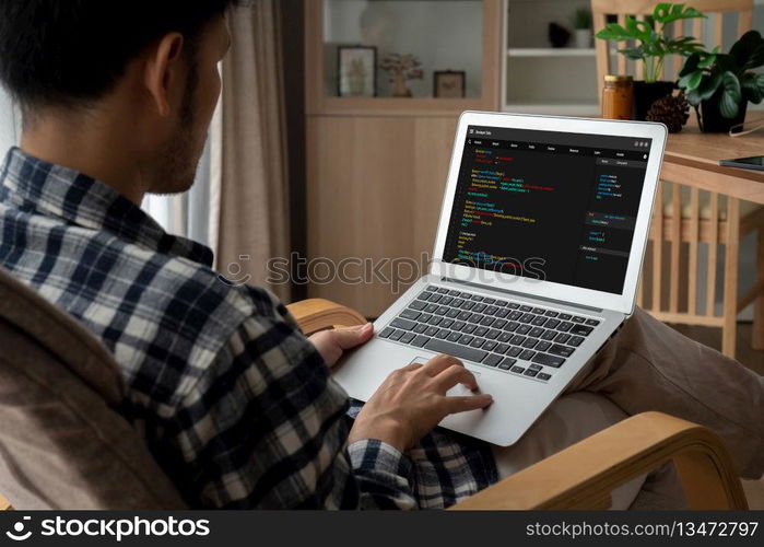 Software development programming on computer screen for modish application and program coding. Software development programming on computer screen for modish application